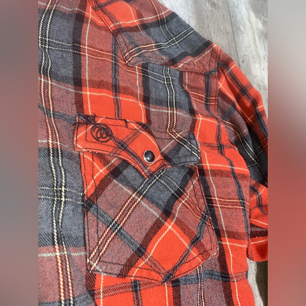 Wrangler Retro Mens Red Plaid Pearl Black Snap Shirt Long Sleeve SZ L MVR458A - Picture 3 of 14